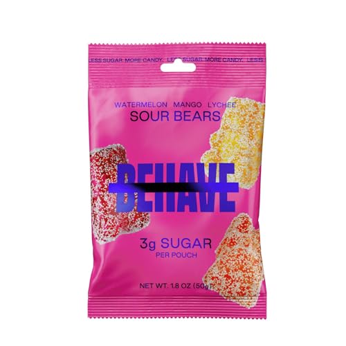 BEHAVE Low Sugar Gummy Candy (Sour Bears 1-Pack) | Keto, Diabetic Friendly, High Fiber, Gluten-Free & Non-GMO
