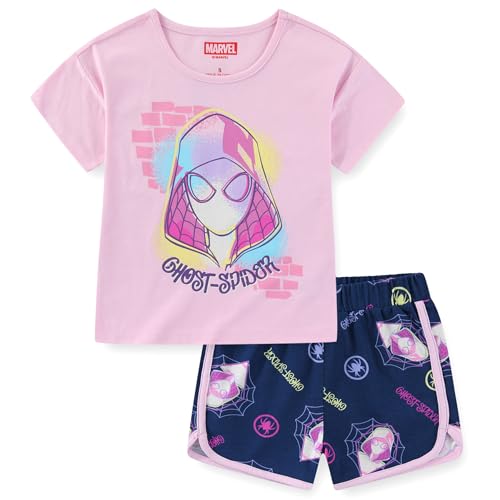 Marvel Spider-Gwen Ghost Spider Girls Short Sleeve T-Shirt and Shorts Set for Big Kids