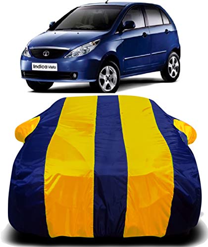 Image of Waterproof Car Cover with Ultra Surface Body Protection (Yellow Stripes) (Tata Indica Vista)
