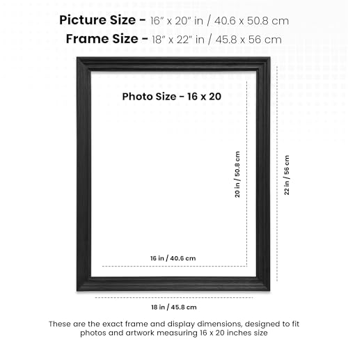 Image of Handmade Wooden Rectangular Photo Frame, 16 x 20 inch Display for Artworks, Pictures and Photos of Your Loved Ones, Best for Home, Office, Wall Decor, Living Room, Bedroom, Black