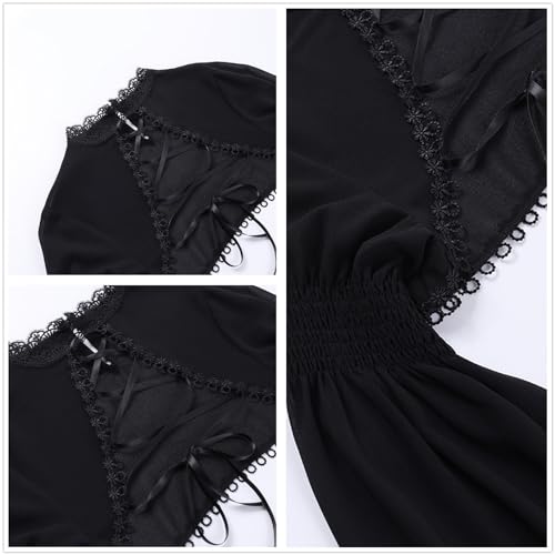 Image of Gothic Bolero Shrug Tops Women Goth Bell Long Sleeve Crop Top