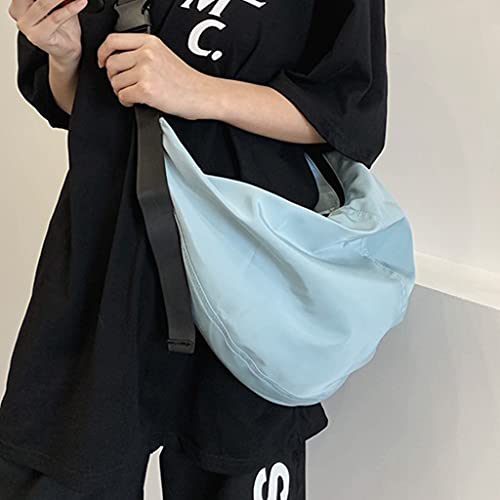 Crossbody Bag Unisex Fashion Dumpling Shaped Shoulder Bag Handbag Nylon Messenger Handbags with Adjustable Strap Black2