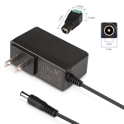 Image of 12V LED Power Supply, 12 Volt 1A 12W DC Power Supply, 100-240V AC Transformer, 12V Power Supply for LED Strip Lights, Wall Plug Power Adapter with 5.5 /2.1 DC Female Connector (2 Pack)