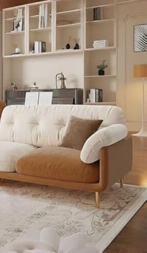 Image of A to Z Furniture Modern Sofa with Wooden leg's Luxury Sofa in for Home Living Room & Office (3 Seater Sofa Light Brown & Beige)