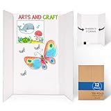 EPI Tri Fold Cardboard Display Board. Large 36 x 48in White Tri-fold Poster 12 Pack. Professional Presentation Boards with Rounded Corners for Science Fair Project, School and Business Presentations