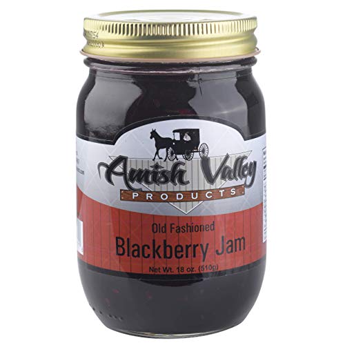 Amish Valley Products Old Fashioned Jam Glass Pint Jar 18 oz (Blackberry)