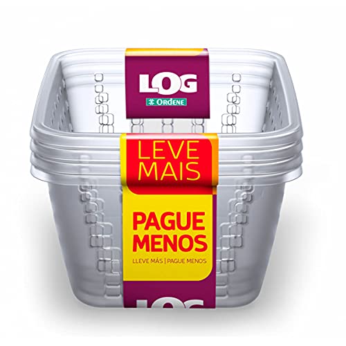 Conjunto de Cesto Organizador Plástico Pequeno de 1,4 Litros, Leve 4 Pague 3, Cor Cristal Linha Log,