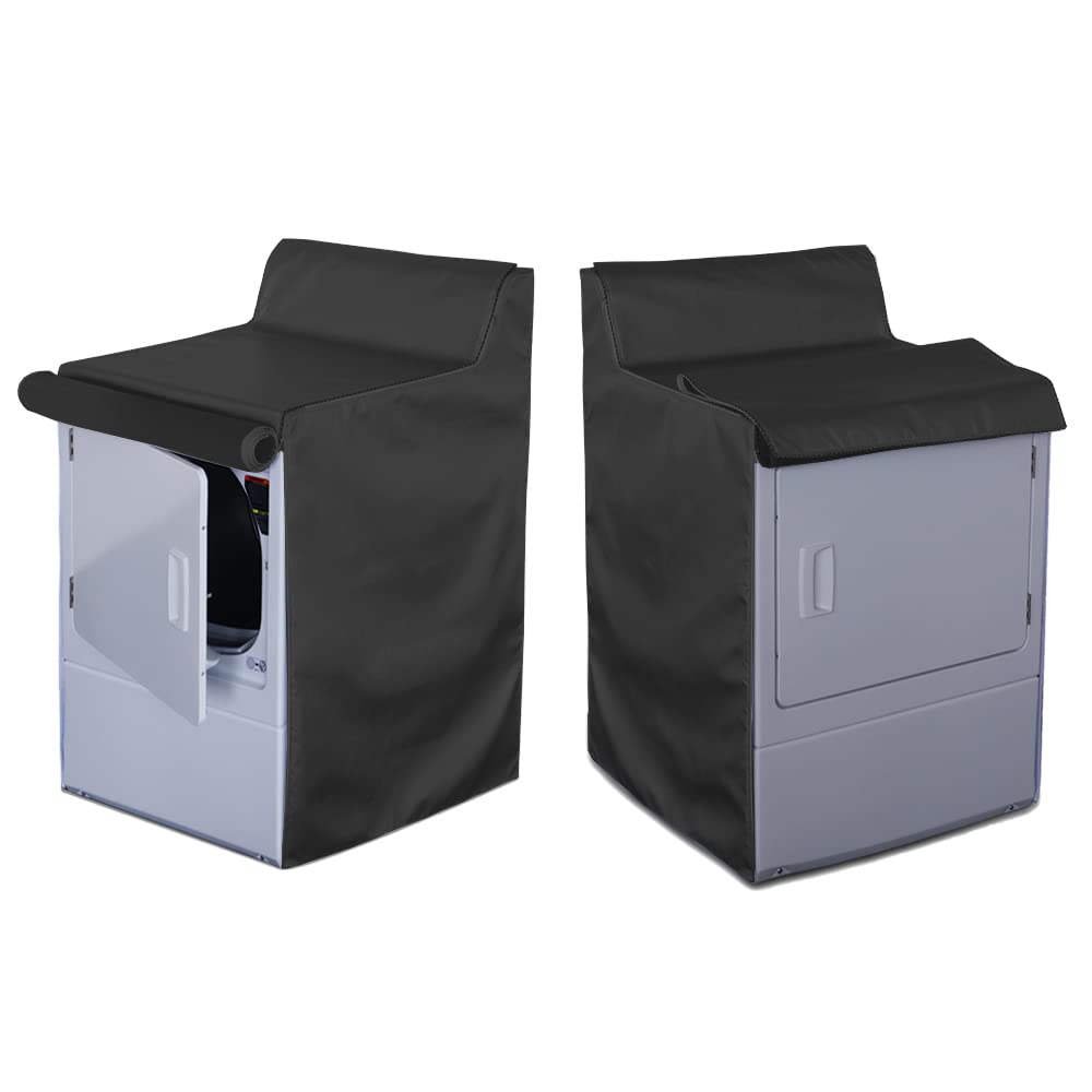 CovoloOutdoor Washing Machine Cover,Washer/Dryer Cover Suit Most Top Load or Front Load Waterproof Suncreen Dustproof All Weather Protection Large (27"Wx26"Dx43"H-2 PCS, Black)