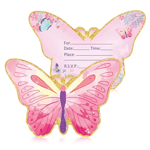 20 cartões de convite para aniversário infantil, 15 x 10 cm, cartões de convite de borboletas, convites de aniversário para meninas e meninos, convites de aniversário para meninos