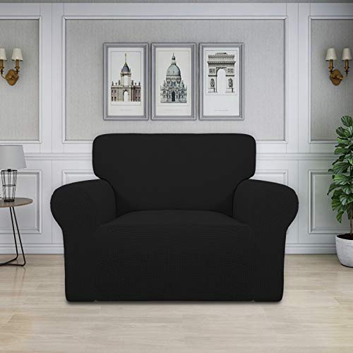Image of Easy-Going Stretch Oversized Chair Sofa Slipcover 1-Piece Couch Sofa Cover Furniture Protector Soft with Elastic Bottom for Kids Spandex Jacquard Fabric Small Checks Black
