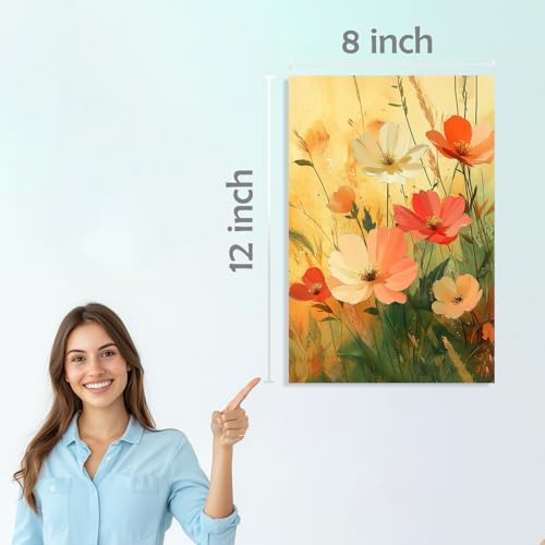 Image of SiddArtify Floral Watercolor Wall Art Prints Set - Botanical Flower Poster Decor for Living Room Bedroom - 8x12 inch Board Pack of 6