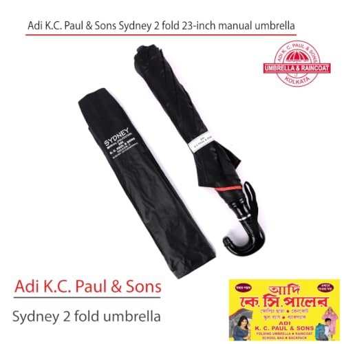 Image of Adi K.C. Paul & Sons Sydney 2 fold heavy duty 23-inch bigger size umbrella for men & women