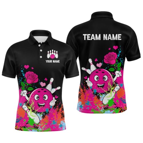 Custom Rose Bowling Shirt Funny Bowling Team Jersey Polo & Quarter Zip Pink Bowling Unisex Outfit