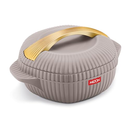 Image of MILTON Oyster 2000 PU Insulated Inner Stainless Steel Casserole, 1910 ml, Taupe, BPA Free, Food Grade, Hot and Cold, Easy to Carry, Easy to Store, Chapati, Roti, Curd Maker