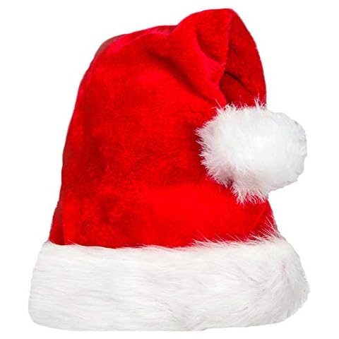 COOLJOY Santa Hat for Adults Velvet Christmas Hat Comfort Double Liner Plush Red Velvet Cover