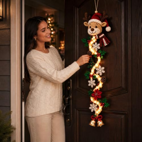 Christmas Hanging Decorations with Light Crochet Santa LED Hanging Ornament - image 3