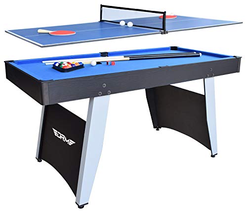 ALPIKA 5FT 2 in 1 Combo Game Table Set Billiard Pool Table Snooker Table and Table Tennis Table With All Accessories, Blue