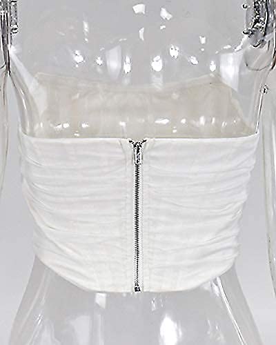 Arjungo Women's Sexy Strapless Boned Mesh Open Back Bustier Zip Up Corset Bodyshaper Crop Top #TOP4