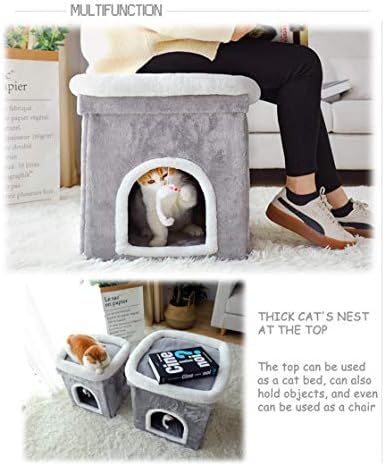 Cat Beds Pet Beds Collapsible Cat House Cat Cave Pet Bed Cat House Dog Bed Cat supplies Pet supplies (Small, Grey1)