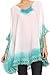 Sakkas Jix Long Embroidery Crochet Lace Tie Dye V Neck Poncho Blouse Shirt Top