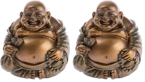 lachineuse - Statuette Bouddhas Rieurs d'Abondance - Statue Petit Bouddha Bronze 5cm - Décoration Feng Shui - Objet Déco Zen Chinoise pour Intérieur Salon...