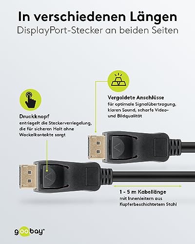 Goobay 64865 - DisplayPort Cable 2.1 / 8K Resolution at 60Hz / Connection Cable Suitable for Gaming PCs / PS5 / Shielded / 5M - Image 3