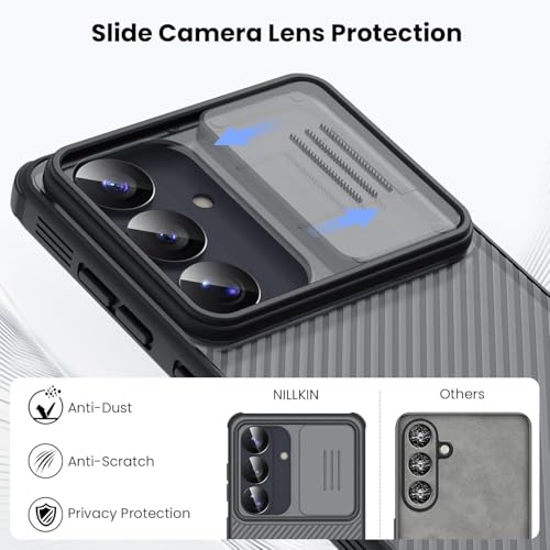 Image of Nilkin Classic Series Compatible Samsung S26 Case with Camera Cover, [Camera Lens Protector] [Scratch-Resistant] [360 Full Protection] Shockproof Slim Phone Case (Transparent Black, S-26)