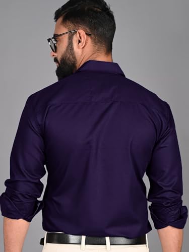 Image of Pinkmint Men's Solid Shirt | Soft Cotton Blend | Formal Shirt | Plain | Full Sleeve - Regular Fit (Available in Plus Size and Pack of 3)