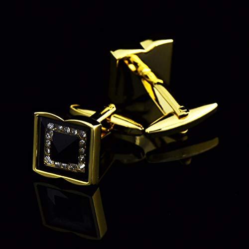 Daesar Mancuernillas para Hombre Diseño Cuadrado Dorado miniatura 3