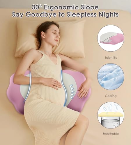 Image of Memory Foam Maternity Pillow for Sleeping, Pregnancy Pillows Support for Back Belly HIPS, Adjustable Travel Wedge Pillow for Pregnant Women, Side Spleeping Pregnant Pillows with Pillowcase