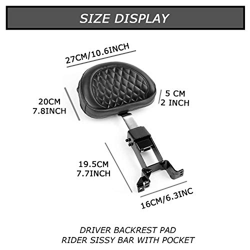 image for psler Diamond Plug In Driver Backrest Pad Rider Sissy Bar Back Rest Wi
