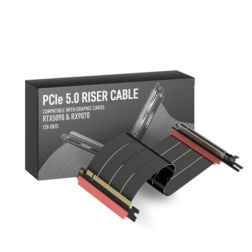Image of LINKUP PCIE 5.0 Riser Cable | for Vertical GPU Mount | ITX Reverse Left Angle | Graphics Card GPU Ready | Usable with PCIe 4.0 & RX 9070 / RTX5090 | 24cm (Total Length: 27cm)