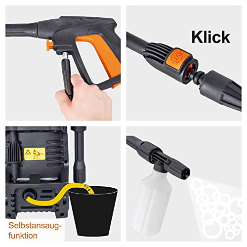 IXES Hochdruckreiniger IX-PRC1400 inkl. Zubehör | max. 110 bar Druck | 1400W Leistung | 408 L/h...