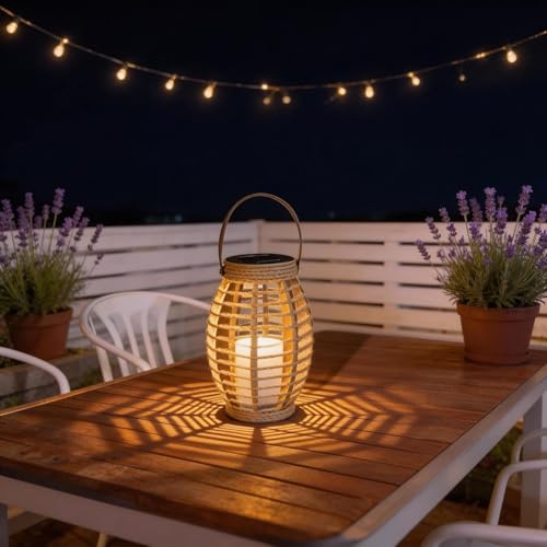 Lanternes solaires d'extérieur étanches forme olive luminaire de jardin sans fil chic