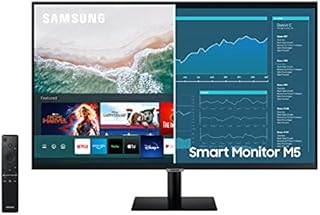 SAMSUNG M5 Series 27-Inch FHD 1080p Smart Monitor & Streaming TV (Tuner-Free), Netflix, HBO, Prime Video, & More, Apple Airplay, Bluetooth, Built-in Speakers, Remote Included (LS27AM500NNXZA)