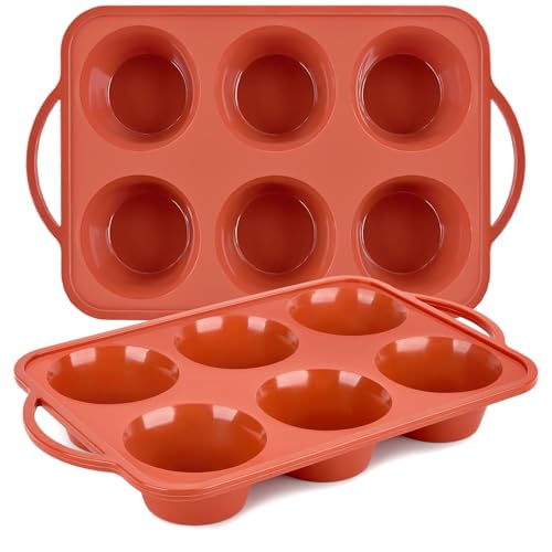 JOERSH 2 Pack Jumbo Muffin Pan with Metal Frame, 6