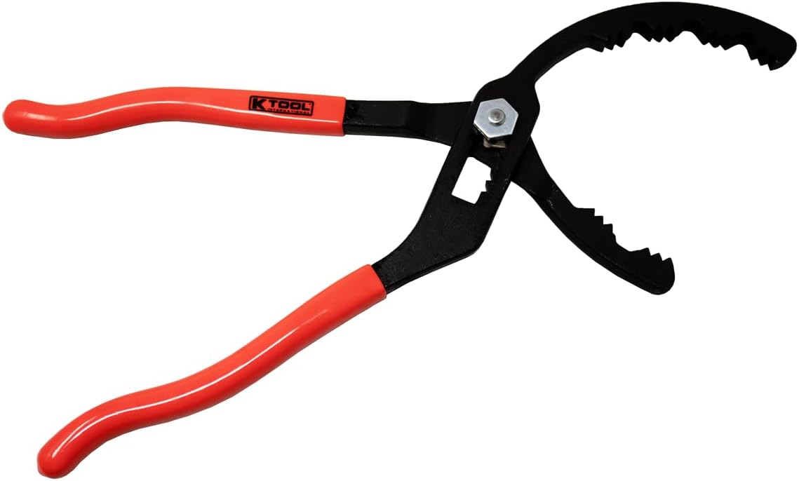 K Tool International 73620 Self Adjusting Filter Tool, Spring Action Design, Heavy Duty Forged Handles, Textured Grip, Made in USA, Automotive Service for Oil Filters