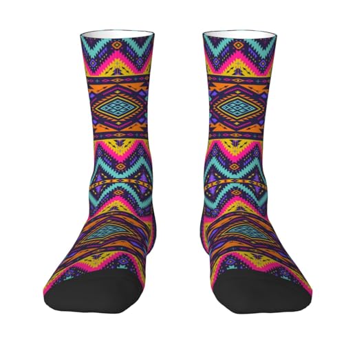 WAFICAC Calcetines deportivos de tubo con estampado tribal navajo de neón para mujer y hombre.
