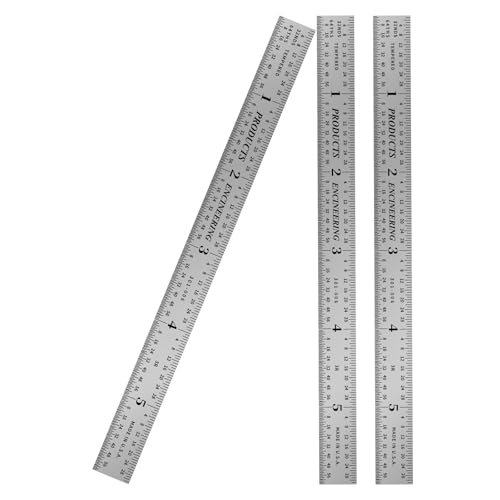 PEC Tools Made in USA 6" Metal Ruler, Flexible, 3 Pack