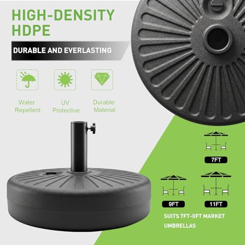 T&Jero Round Heavy Duty Plastic Patio Umbrella Base Stand Weight for Outdoor, 84 lb with Water and Sand Filled, Black by T&Jero - Used condition - Image 3