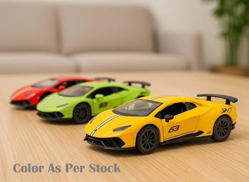 Image of 1:32 Scale Lamborghini Die-Cast Car - Alloy Pull Back Toy Vehicle with Openable Doors - Sports Car Model with Realistic Detailing for Boys, Kids & Collectors (Yellow)
