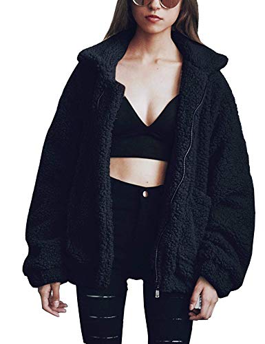Fluffy Coat Fleece Fur Jacket Shearling Jacket Faux Fur Fuzzy Coats Women Petite Trendy Tops for Women 2019 Cute Outfits Army Green XXL