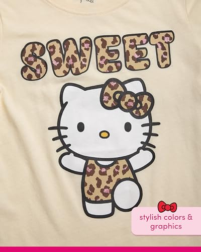 Image of Hello Kitty Girls Shirts - Short Sleeve Cute Casual Crewneck Graphic Tees Shirts for Girls Tops T-Shirt (Sizes: 4-12),