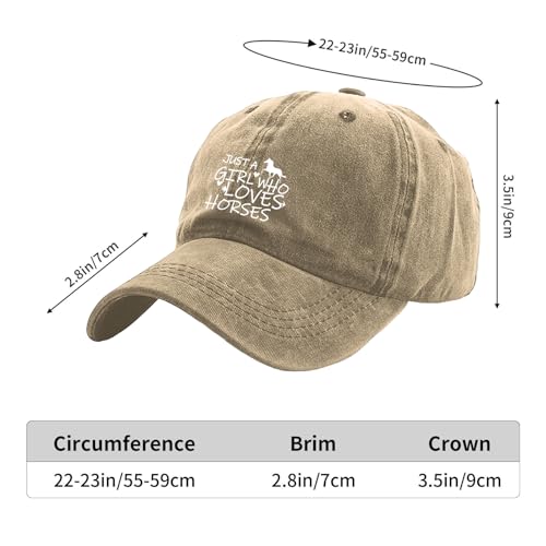 Image of Just Girl Who Loves Horse Hat Baseball Cap for Women Adjustable Trendy Hats Cotton