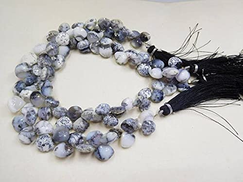 Perles opale dendritique LKBEADS cœur facetté side drill pour création collier