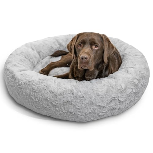 Best Friends Sheri Calming Donut Dog & Cat Bed, Gray, 36in