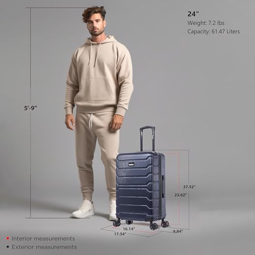 Image of InUSA TREND 24-Inch Medium Hardside Spinner Luggage Lightweight Blue