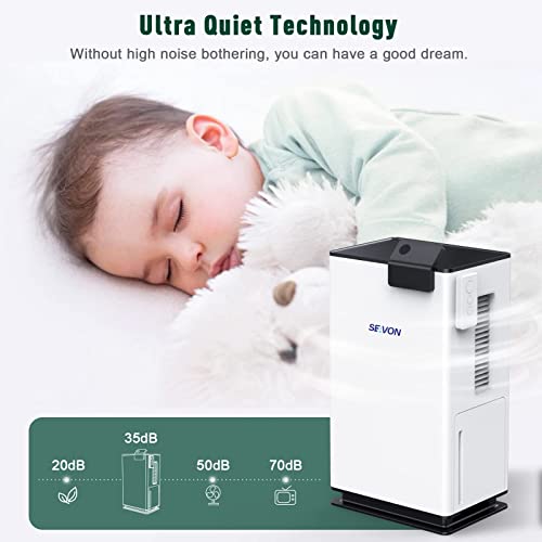 Seavon Portable Small Dehumidifiers For Home With Remote Controller, Ultra Quiet Dehumidifier For 760 Sq Ft ( 7400 Cubic Feet ), 2 Working Modes, Breath Light Mode, Auto-Off, Perfect For Living Room, Bedroom, Bathroom, Basement, Kitchen, Closet, Rv #TOP2