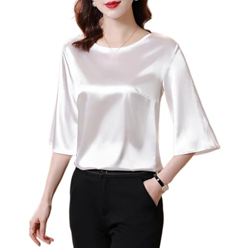 Chemise d'été ample en satin pour femme style vintage
