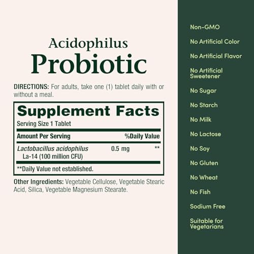 Image of Nature's Bounty Probiotics Dietary Supplement, Supports Digestive and Intestinal Health, Probiotic Acidophilus, 120 Tablets, Pack of 4